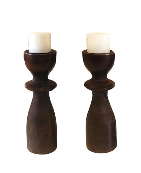 Dark Brown Candle Stand Set of 2