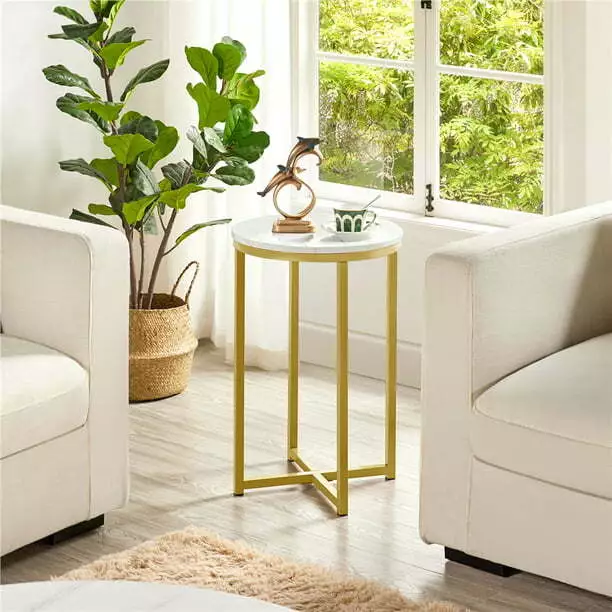 Cross Base Metal Side Table