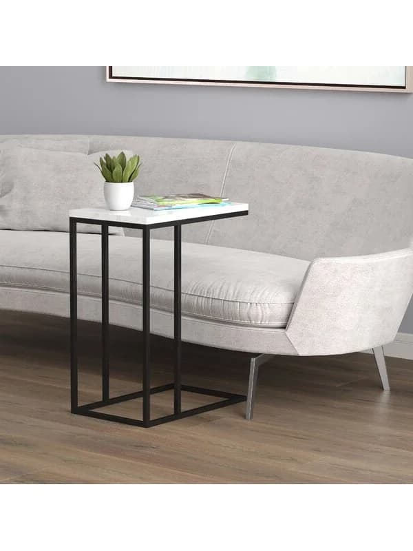 C-Shaped Metal Base Side Table - Black