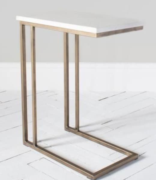 C-Shaped Metal Base Side Table - Gold view 2