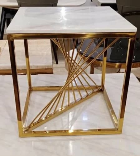 Cube Base Metal Side Table