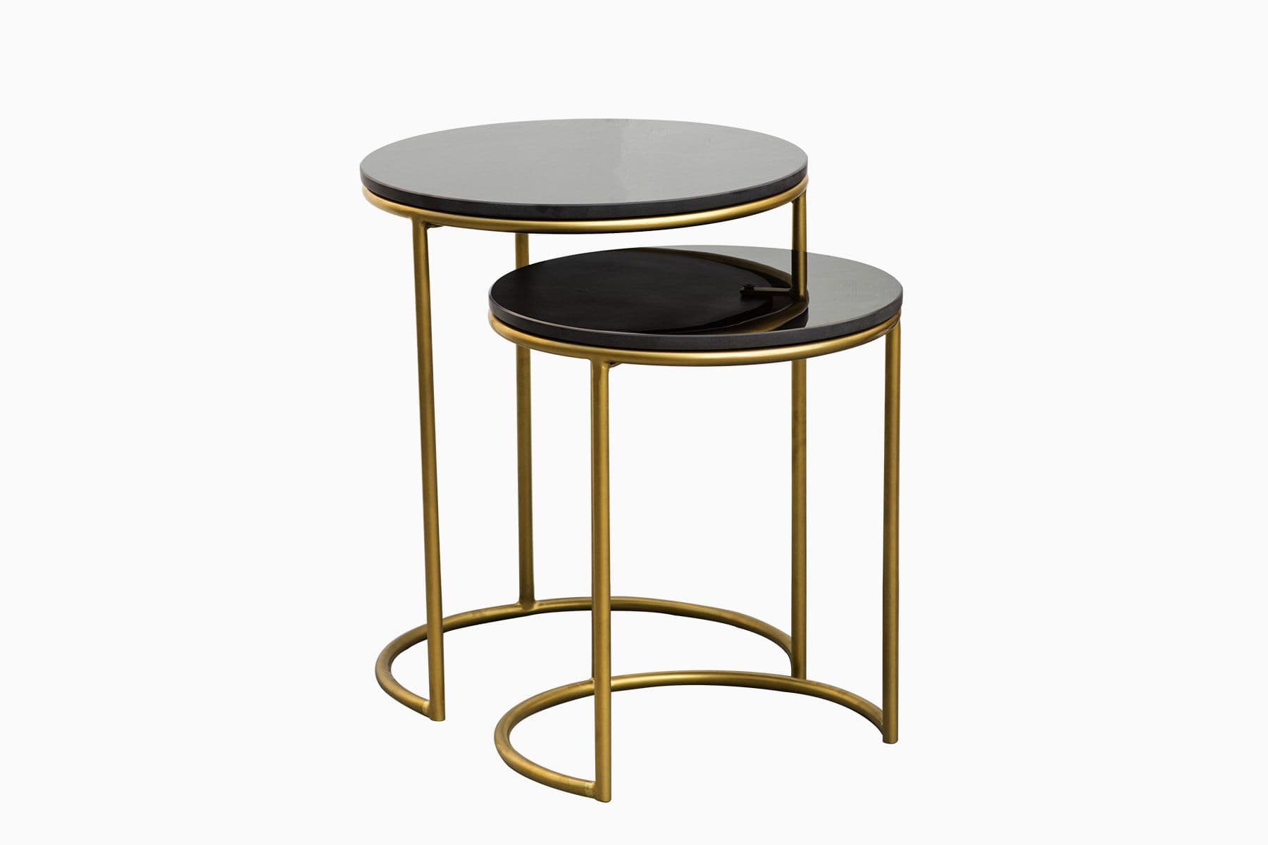 Set of 2 Nesting Side Table with Black Marble - Gold Finish view 2