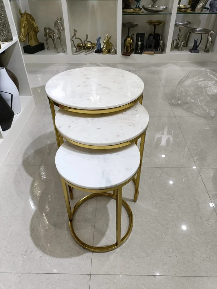 Set of 3 Small Nesting Table - Gold Finish view 2