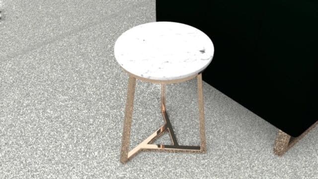 Triangular Base with Three Metal Legs Side Table view 2