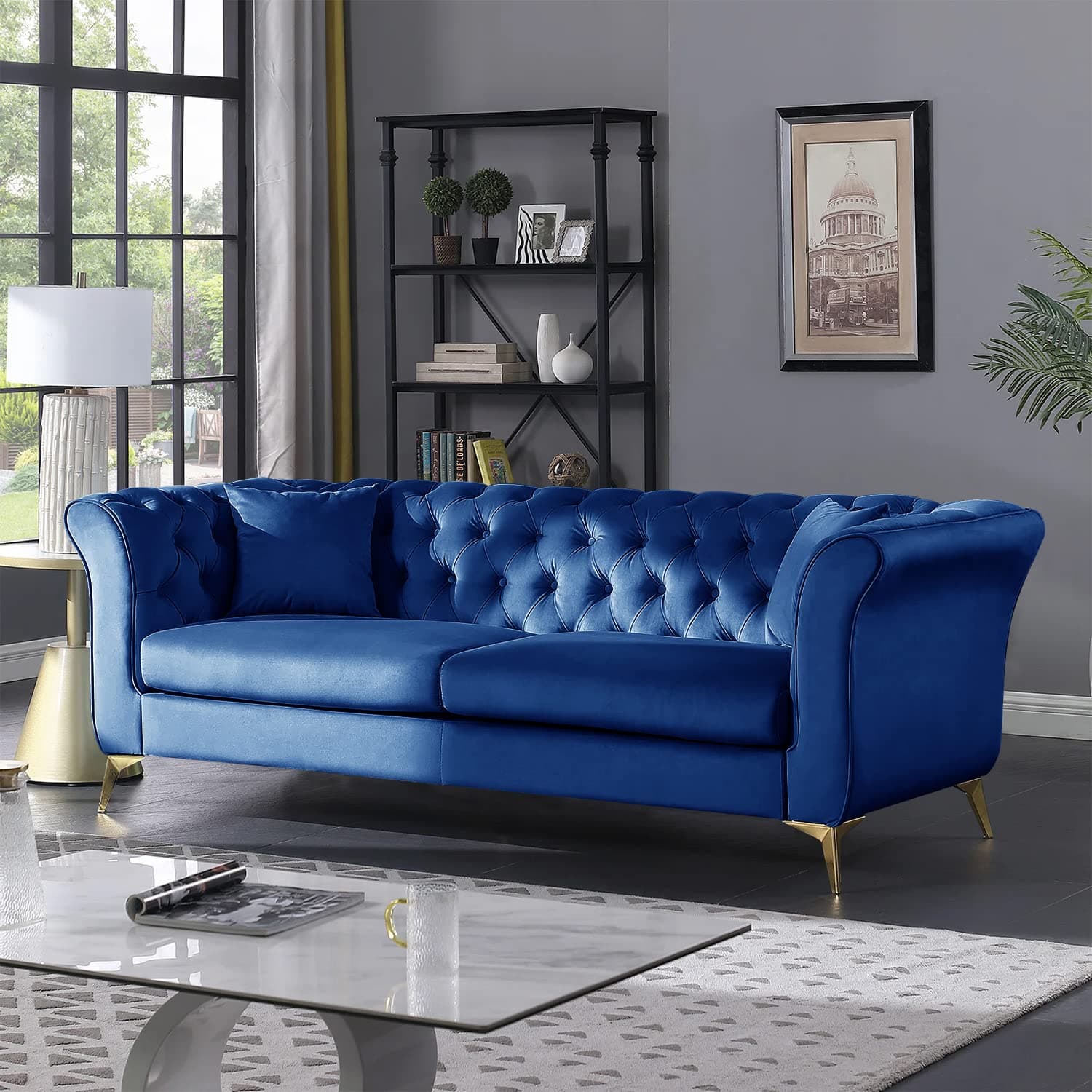 Blue 3-Seater Sofa view 2