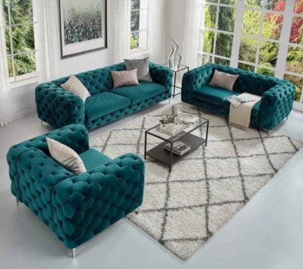 Green 6-Seater Sofa Set