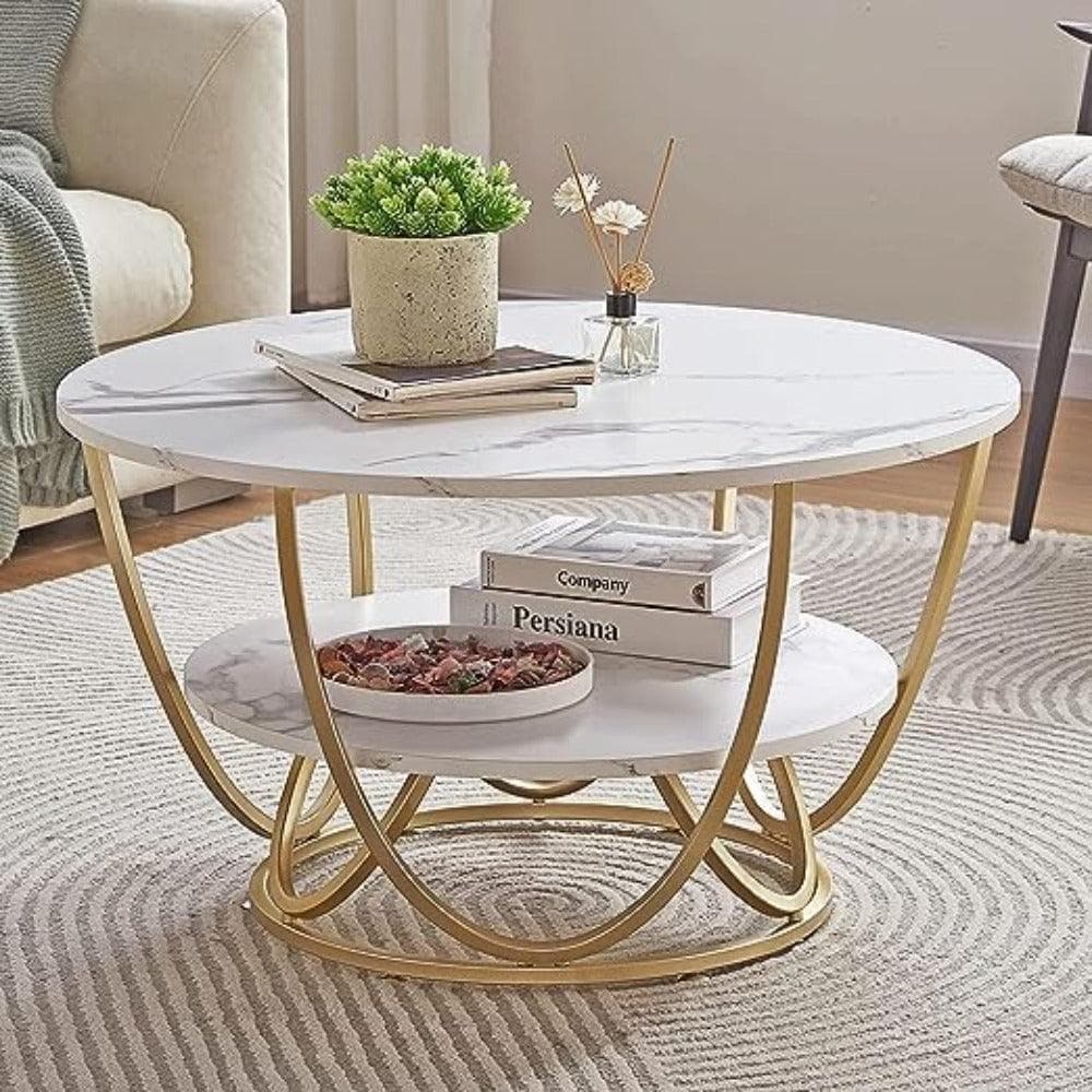Twist Round Coffee Table with Marble Top view 2