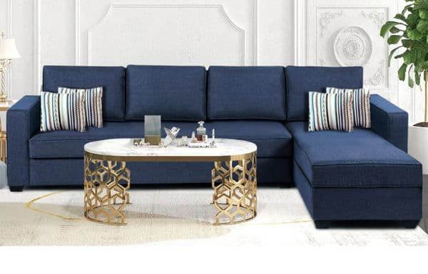 5 Seater L Shape Sofa Set (Dark Blue) view 2