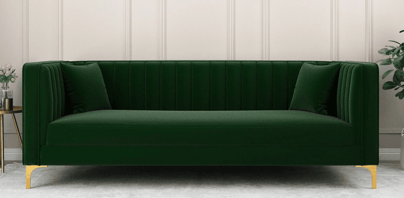 Velvet 3 Seater Sofa in Green Colour