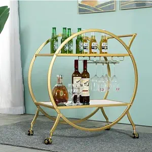 Circular Bar Trolley - Gold Finish