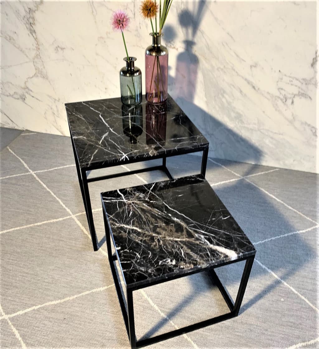 Set of 2 Simple Black Nesting Center Table-Black Finish view 2