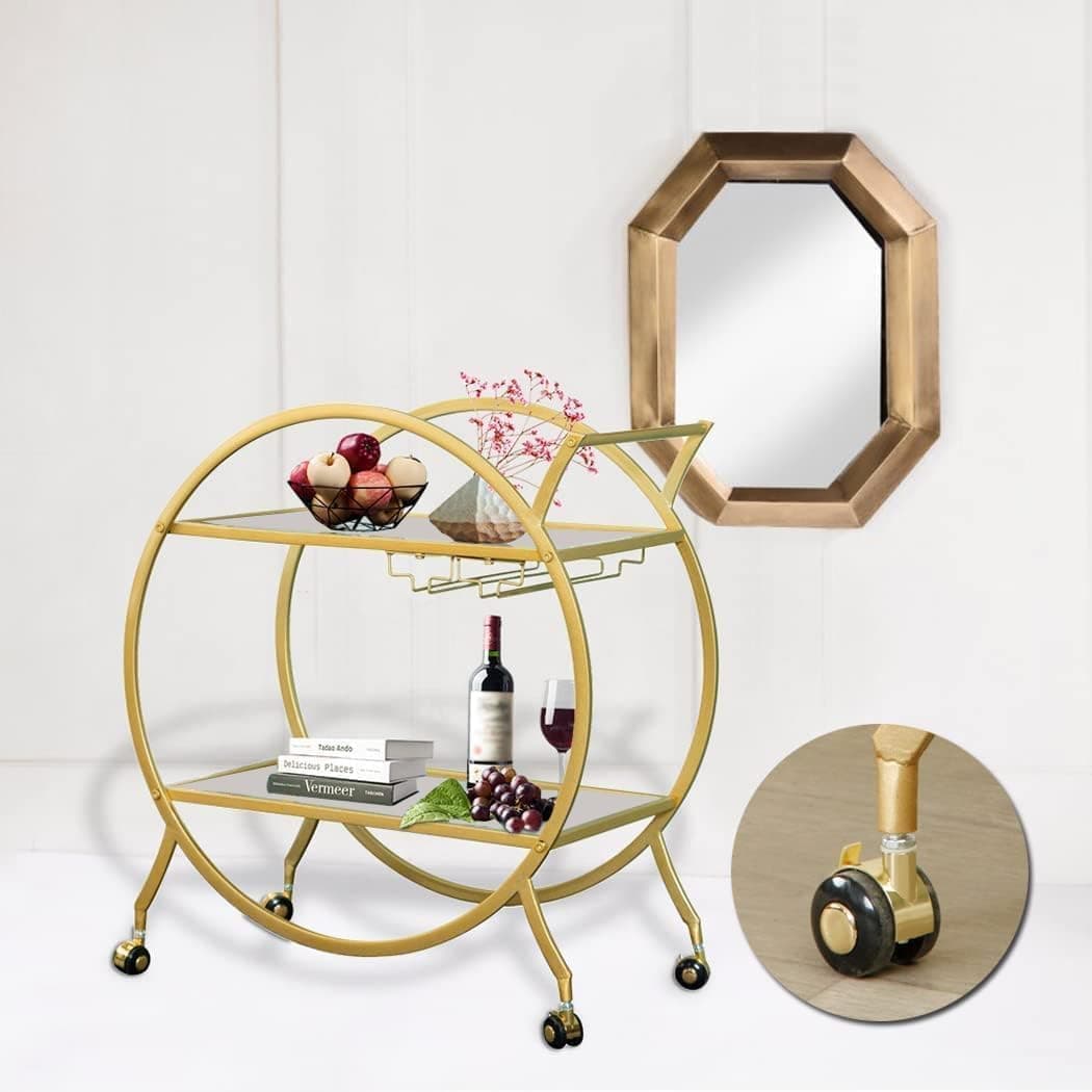 Circular Bar Trolley - Gold Finish view 2