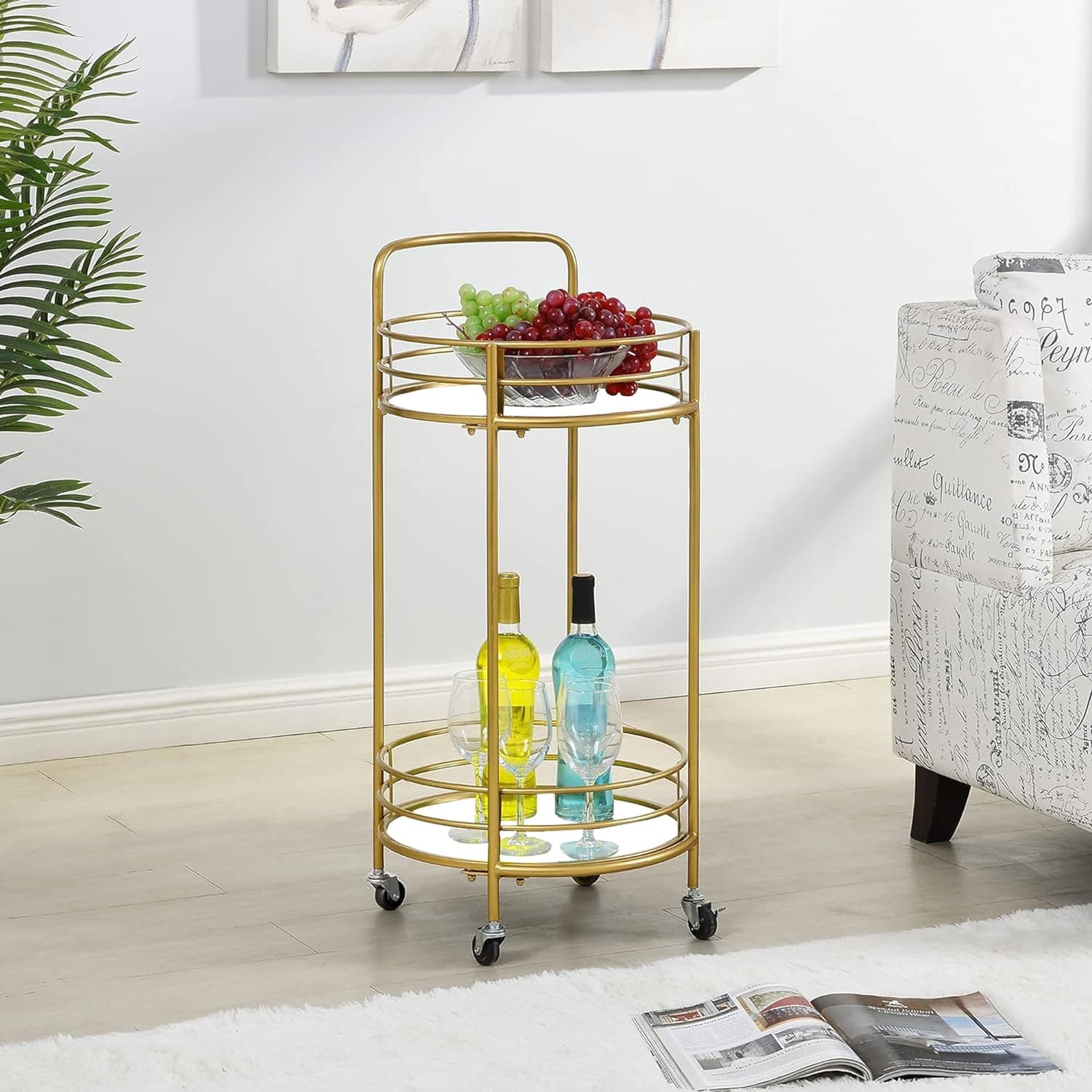 Cylindrical Bar Trolley - Gold Finish