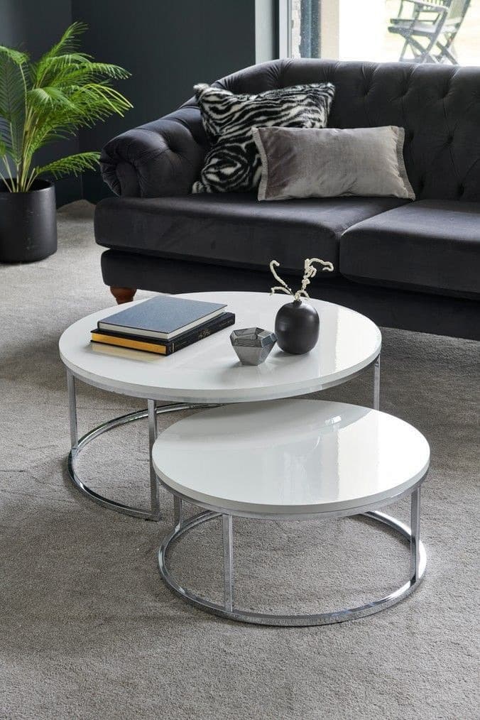 Set of 2 Stainless Steel Center Table - Silver Finish  view 2