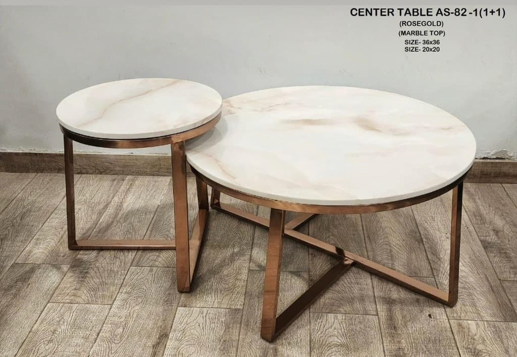 Set of 2 Stainless Steel Center Table - Rose Gold Finish 