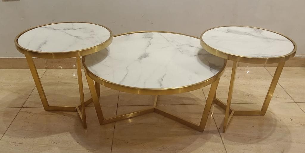 Set of 3  Stainless Steel Nesting Center Table -  Gold Finish  view 2