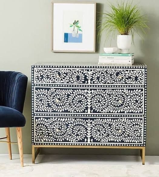 Four Drawer Bone Inlay Console  Table view 2
