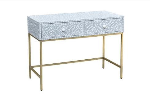 Two Drawer Bone Inlay Console  Table view 2