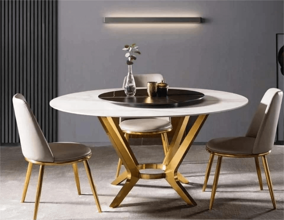 Curved Metal Legs with Center Ring Dining Table