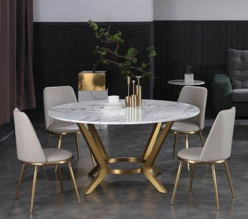 Curved Metal Legs with Center Ring Dining Table view 2