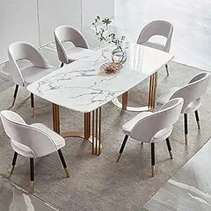 Double Semi-Circular  Metal Base Dining Table