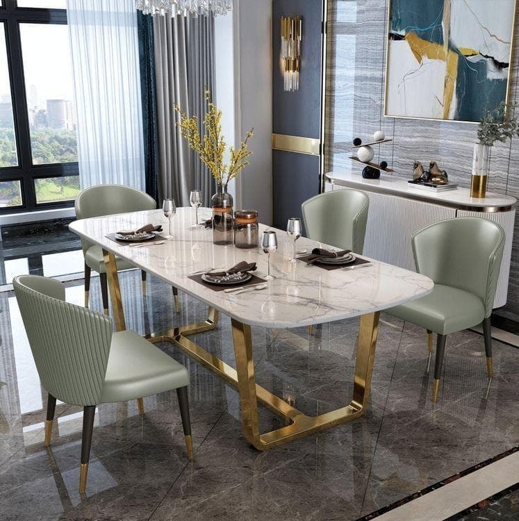 H-Shaped  Metal Base Dining Table