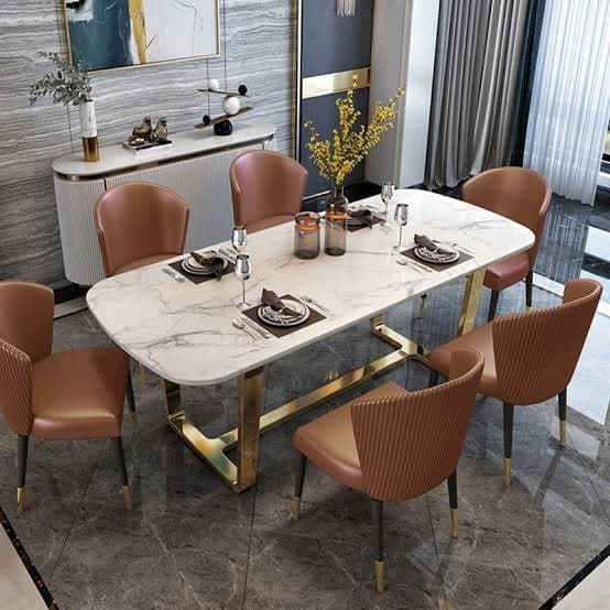 H-Shaped  Metal Base Dining Table view 2