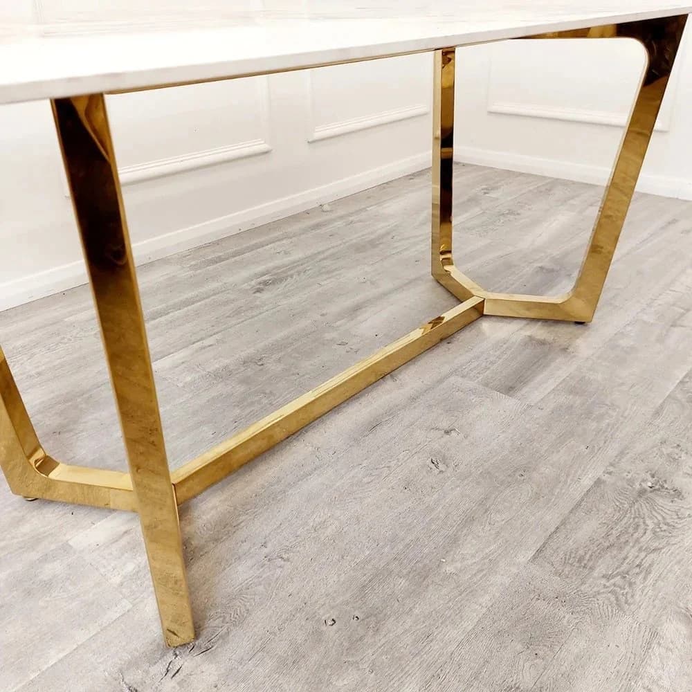 Inverted Double Side Arrow Metal Base Dining Table