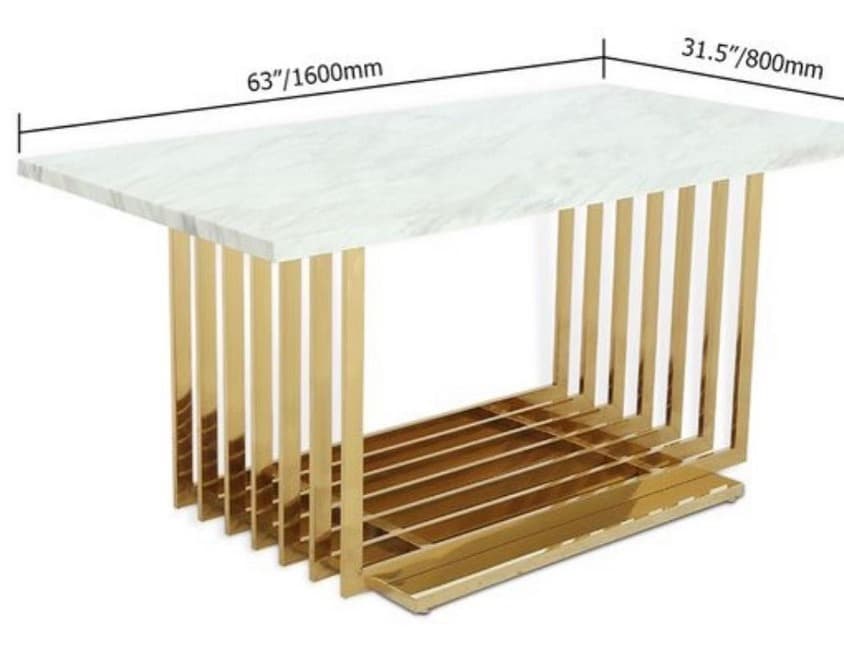 Rectangular Bar  Metal Base Dining Table view 2