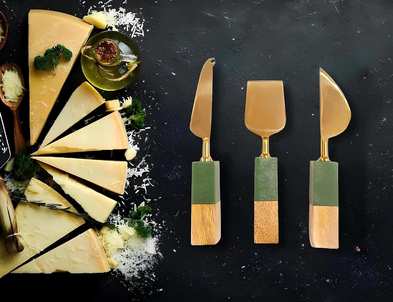 Green Cheese Knives Set of 3 view 2