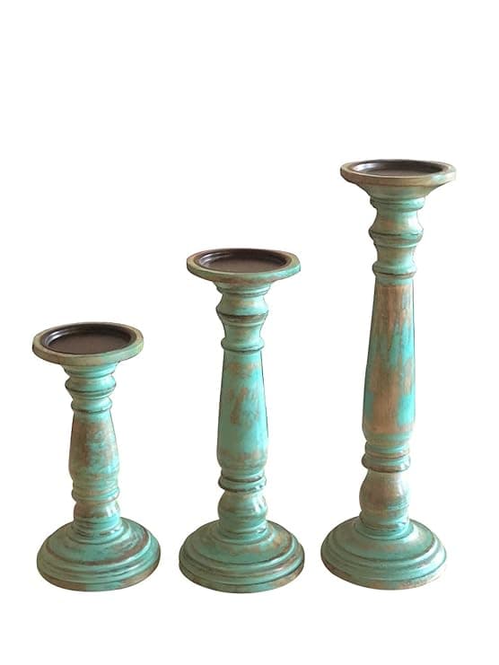 Green Candle Stand Set of 3