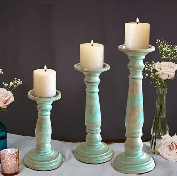 Green Candle Stand Set of 3 view 2