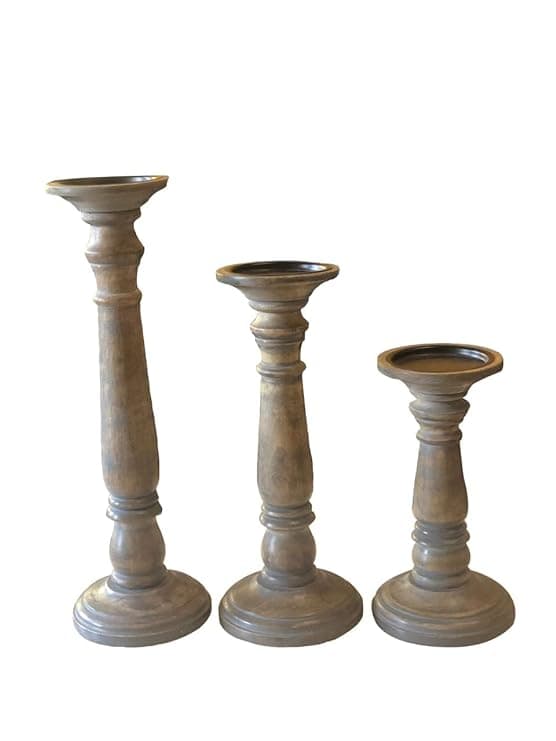Grey Candle Stand Set of 3 
