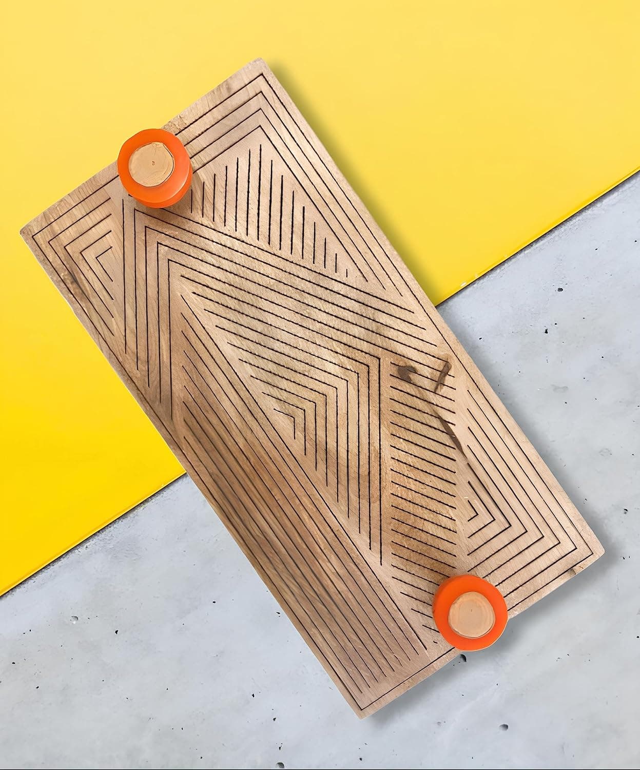 Large Orange Tray with Resin Knobs