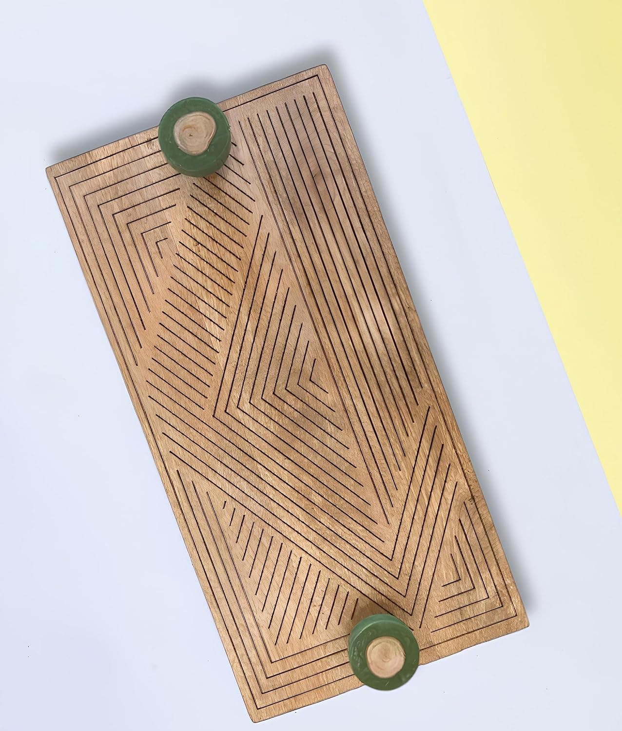 Large Green Tray with Resin Knobs