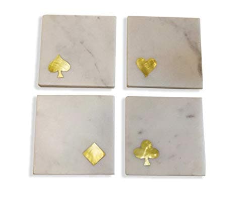 Marble Square Coasters with Mother of Pearl Inlay Set of 4 view 2