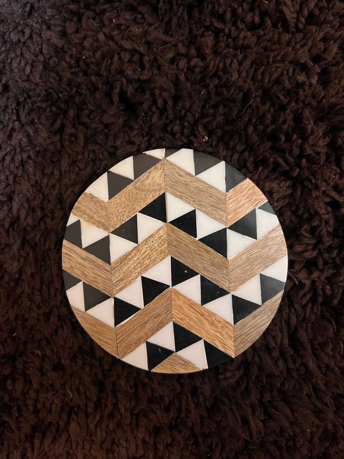 Multicolored Zig-Zag Inlay Wooden Coasters Set of 6.