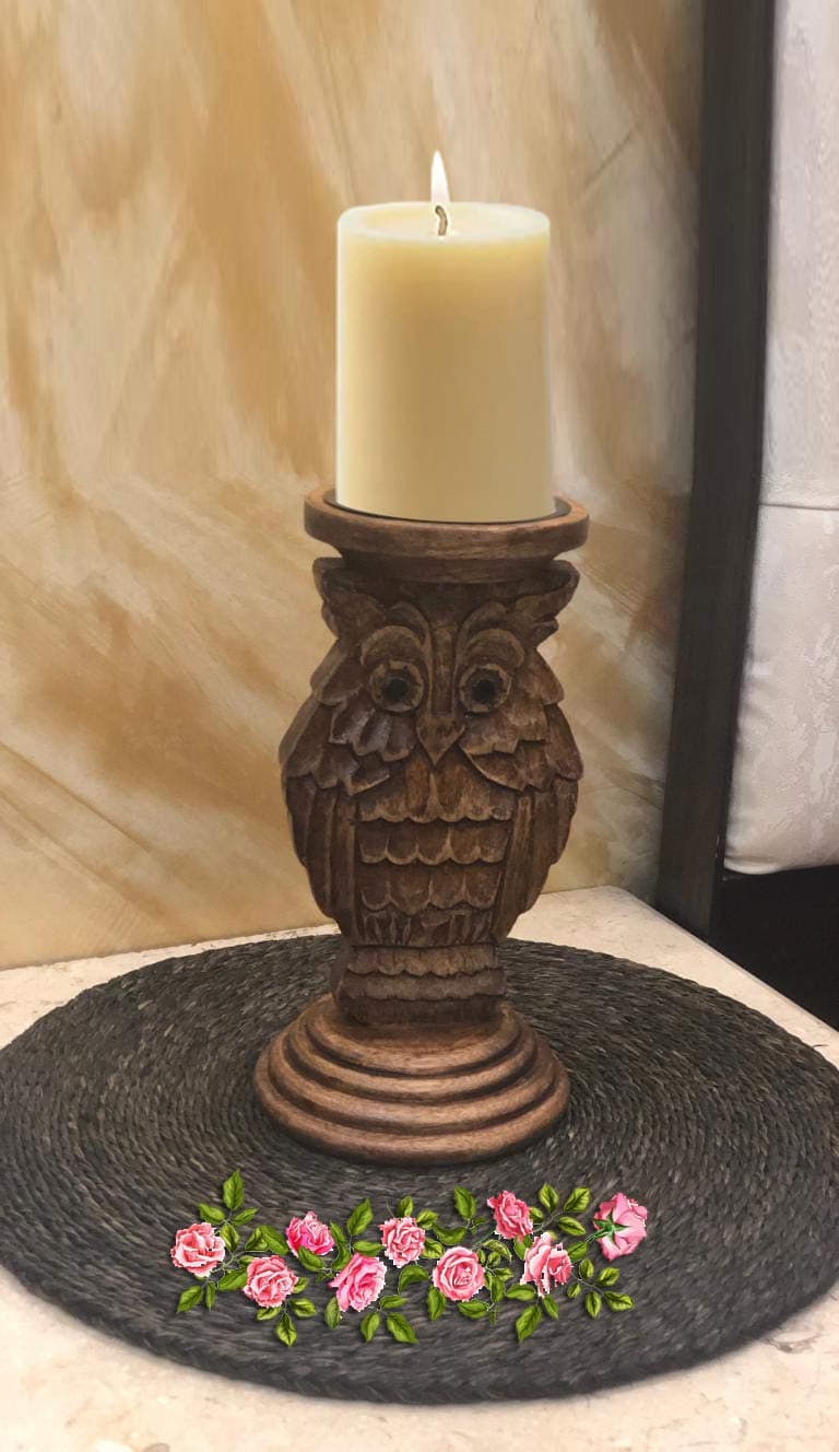 Owl Brown Candle Stand  view 2