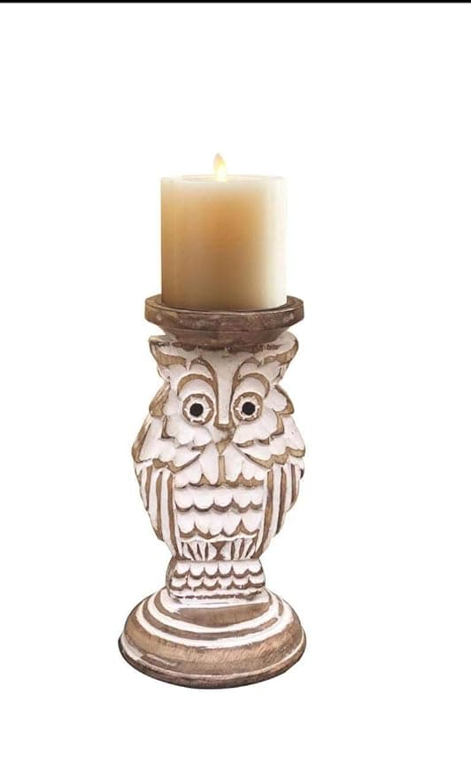 Owl White Candle Stand 