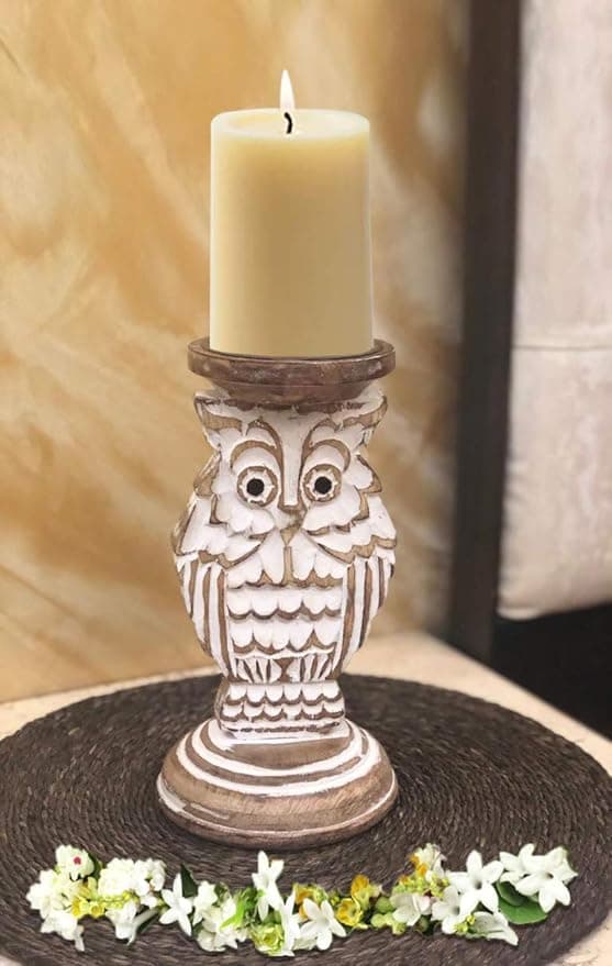 Owl White Candle Stand  view 2