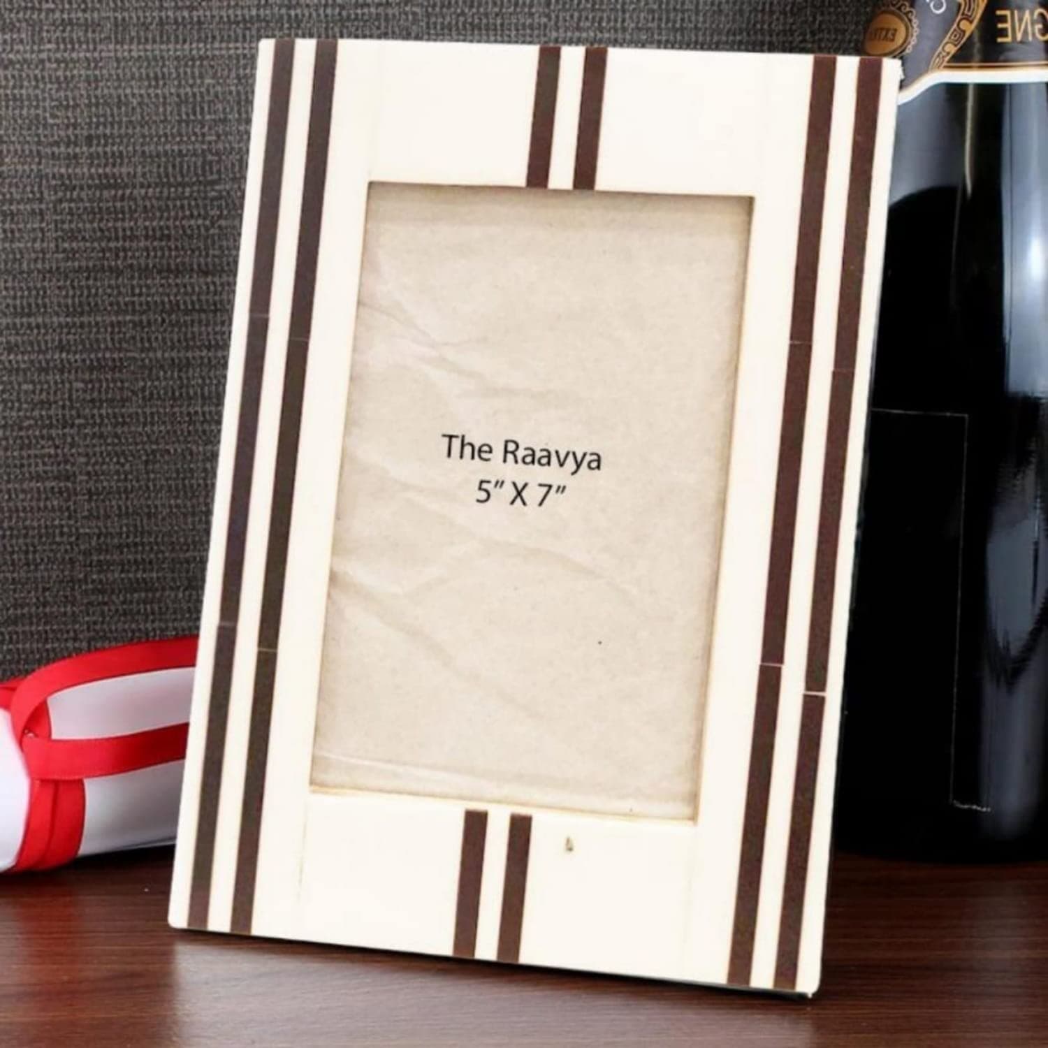 White with Brown Stripes Photo Frame view 2