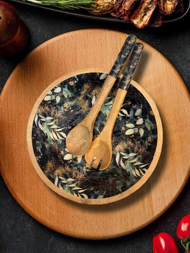 Emerald Green Leaves Salad Bowl