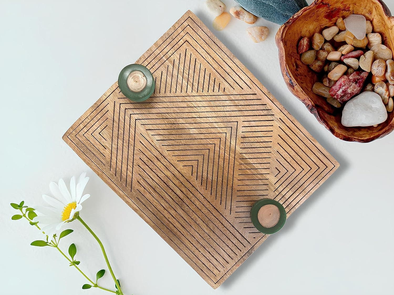 Small Green Tray with Resin Knobs