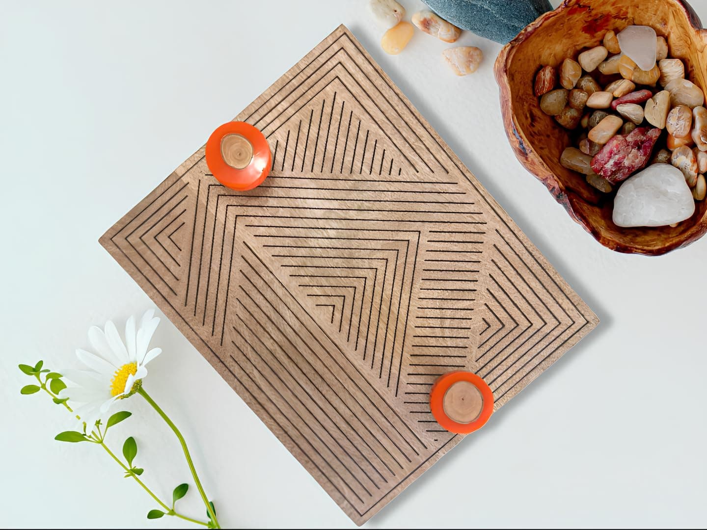 Small Orange Tray with Resin Knobs