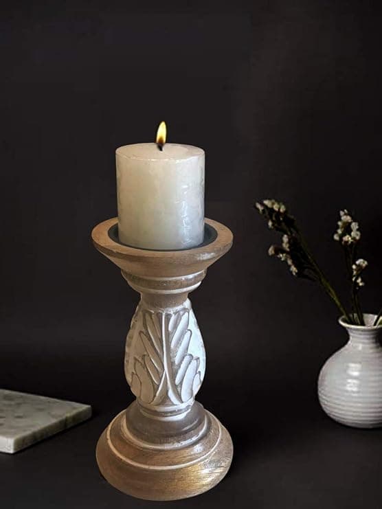 Single White Candle Stand view 2