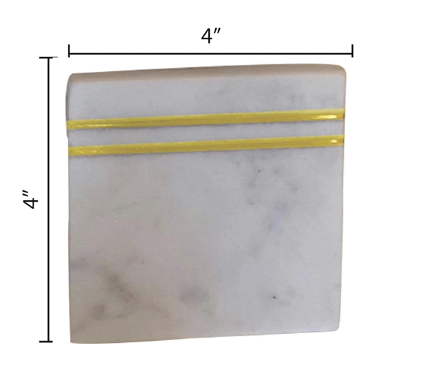 Square White Marble Coasters with Brass Lining Set of 4 . 