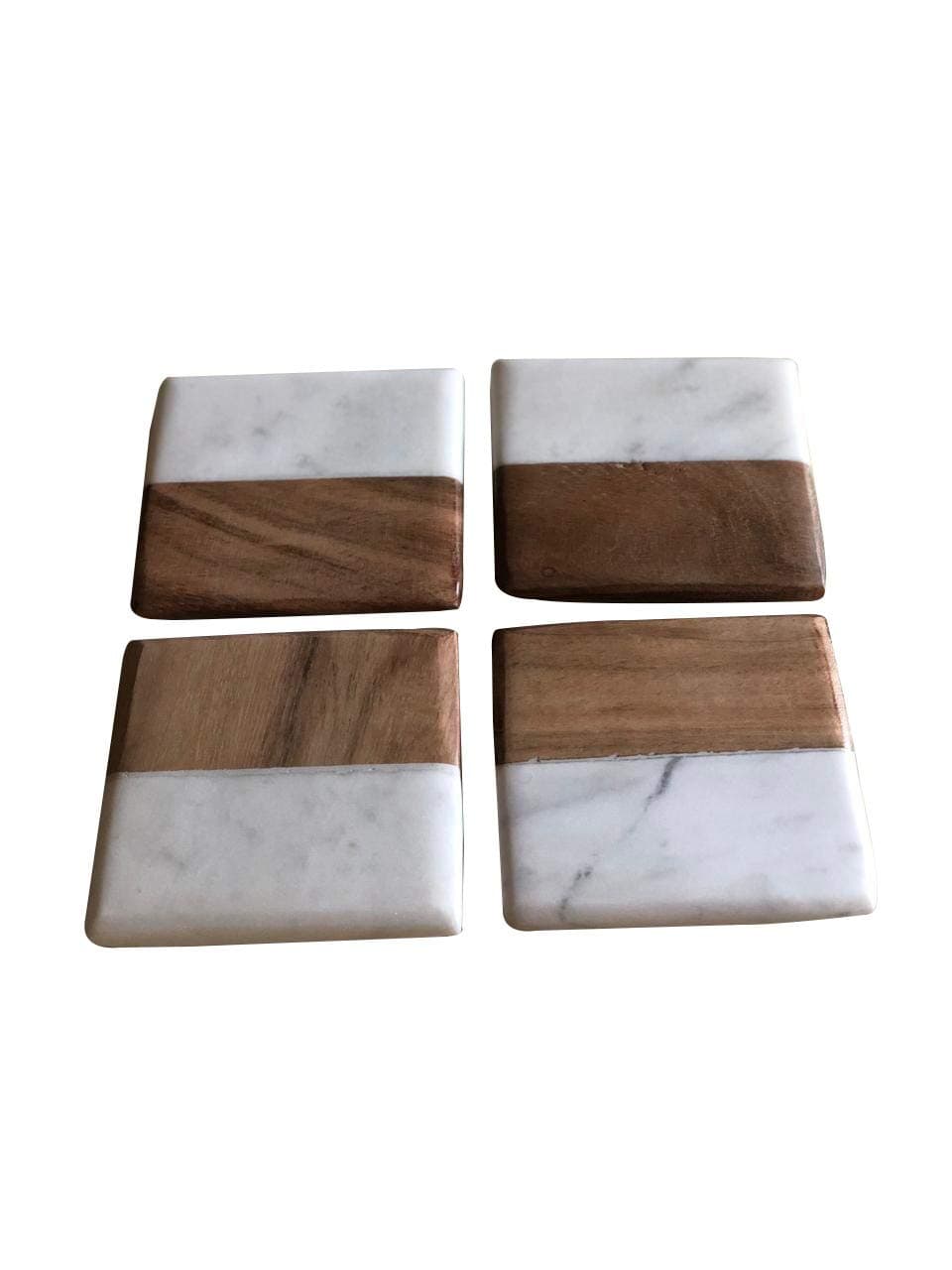  Wood & Marble Square Coasters Set of 4 . view 2
