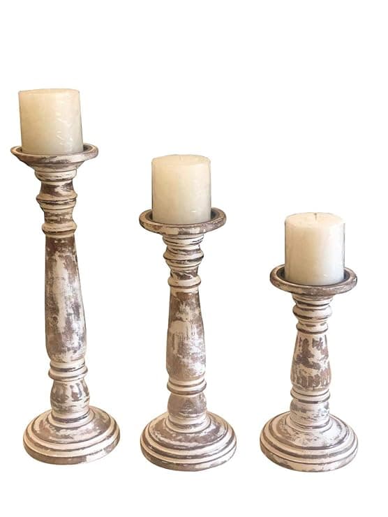White Candle Stand Set of 3