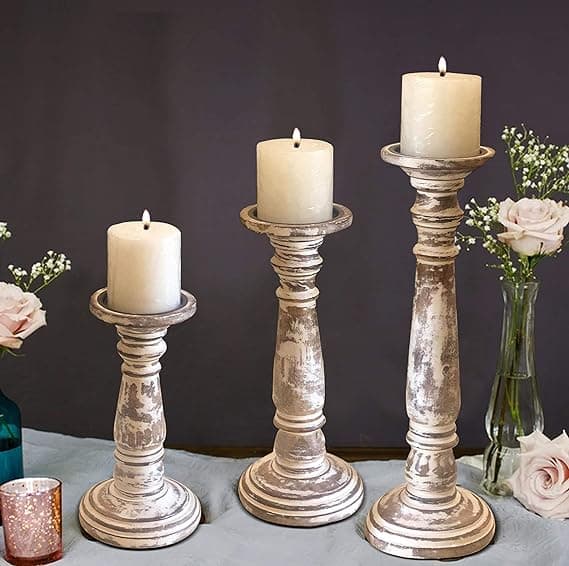 White Candle Stand Set of 3 view 2