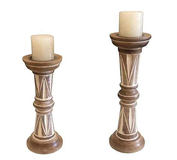 White Candle Stand Set of 2
